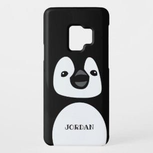 Funda De Case-Mate Para Samsung Galaxy S9 Nombre editable Personalizado pingüino blanco negr