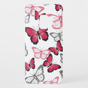 Funda De Case-Mate Para Samsung Galaxy S9 Patrón de arte de mariposa de color rojo y negro b