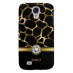 Funda Para Galaxy S4 Patrón de impresión de leopardo negro y dorado