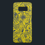 Funda De Case-Mate Para Samsung Galaxy S8 Patrón de paisley floral azul y amarillo<br><div class="desc">Patrón elegante de paisaje floral vintage azul oscuro y amarillo</div>