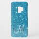 Funda Para Samsung Galaxy De Case-Mate Purpurina azul moderno marca nombre personalizado (Reverso)