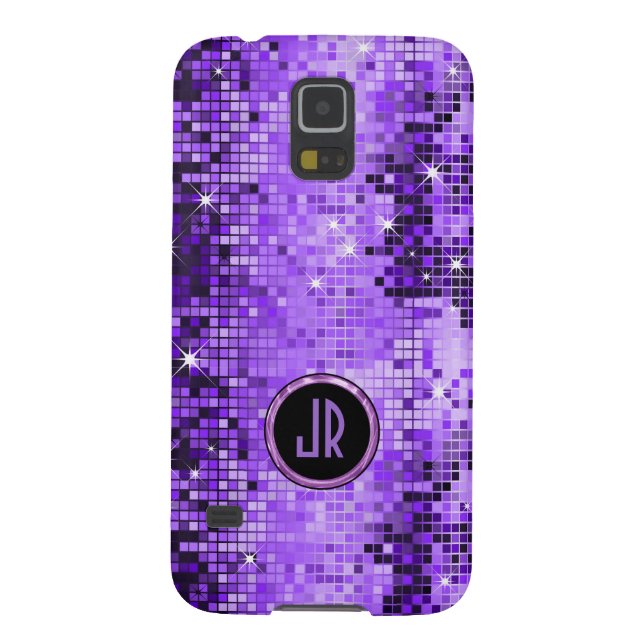 Funda Para Samsung Galaxy De Case-Mate Purpurina Monogramado Purple Disco-Ball (Atrás)