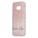 Funda Para Samsung Galaxy De Case-Mate Purpurina rosa moderno marca nombre personalizado (Reverso Izquierdo)