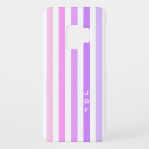 Funda De Case-Mate Para Samsung Galaxy S9 Rayas verticales púrpura y rosa monograma