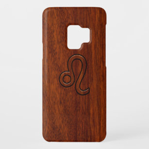Funda De Case-Mate Para Samsung Galaxy S9 Rótulo Leo Zodiac al estilo de madera de Mahogany