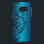 Funda Para Samsung Galaxy S7 Textura Metálica Azul Y Lazo Azul Medianoche<br><div class="desc">Elegante estampado de textura metálica azul y encaje floral azul oscuro a medianoche. Cualquier combinación de colores se puede solicitar por correo electrónico.</div>