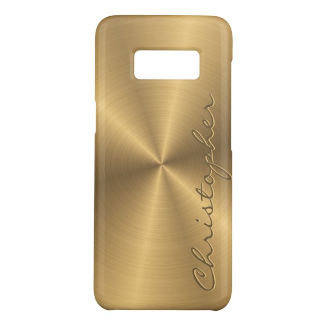 Funda Para Samsung Galaxy De Case-Mate Textura radial metálica personalizada del oro (Reverso)