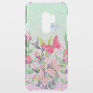 Funda De Uncommon Pra Samsung Galaxy S9 Plus Flores y mariposas color rosa y rojo