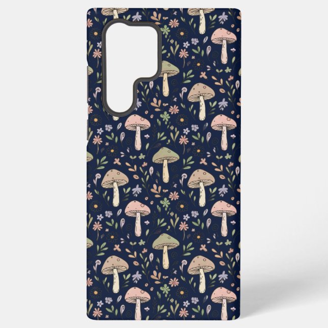 Funda Para Samsung Galaxy Deep Navy Fungi Seamless Pattern Moody (Reverso )