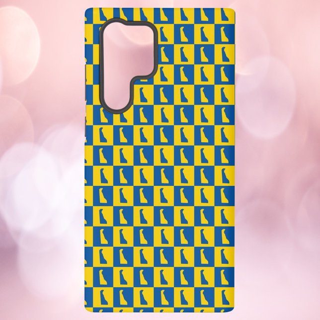 Funda Para Samsung Galaxy Delaware Blue Gold Checkerboard Pattern (A phone case with a blue and gold pattern of the US state of Delaware.)