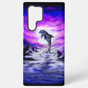 Funda Para Samsung Galaxy S22 Ultra Delfín bajo la luz de la luna