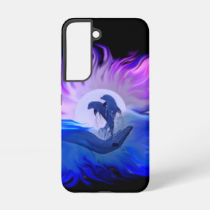 Funda Para Samsung Galaxy S22 Delfines a la luz de la luna