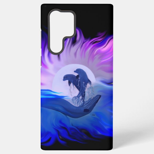 Funda Para Samsung Galaxy Delfines en la luna (Reverso )