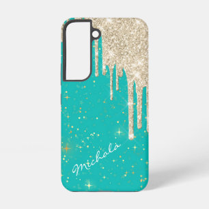 Funda Para Samsung Galaxy S22 Destellos de Plata Brillo Estrella Azul Acuario