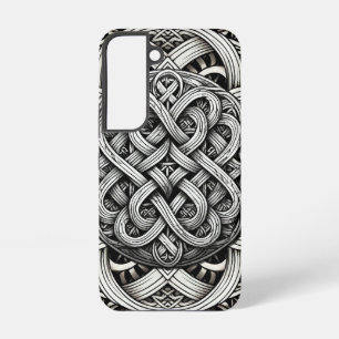 Funda Para Samsung Galaxy S22 Detaillierte Schwarz-Weißer keltischer Knoten 0001