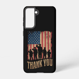 Funda Para Samsung Galaxy S21 Día de los Veteranos Bandera Americana Vintage Gra