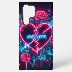 Funda Para Samsung Galaxy S22 Ultra Día de San Valentín Amor Duele Corazón de Neón