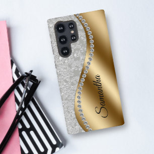 Funda Para Samsung Galaxy S22 Ultra Diamante Falso Lujo Metal Dorado Galm Personalizad