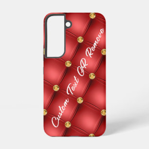 Funda Para Samsung Galaxy S22 Diamante Rojo Dorado Almohadillado Texto Personali