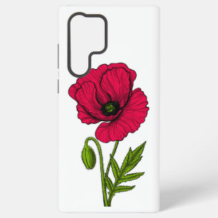 Funda Para Samsung Galaxy S22 Ultra Dibujo de amapola roja
