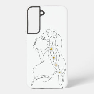 Funda Para Samsung Galaxy S22+ Dibujo de arte de línea de mujer - Bloom donde est