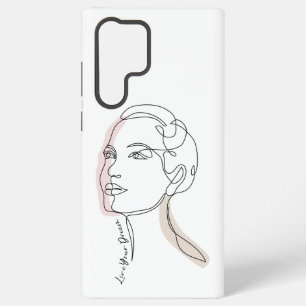 Funda Para Samsung Galaxy S22 Ultra Dibujo de arte de línea de mujer - Vive tus sueños