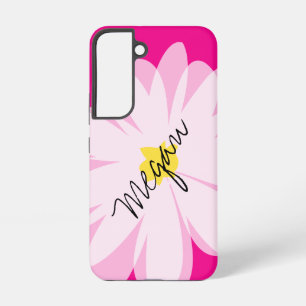 Funda Para Samsung Galaxy S22 Dibujo de flor de margarita rosa y blanca personal