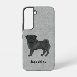 Funda Para Samsung Galaxy S22 Dibujo De Perro De Caricatura De Pug Negro En Gris