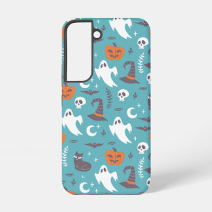 Funda Para Samsung Galaxy S22 Dibujo divertido de Halloween en azul turquesa
