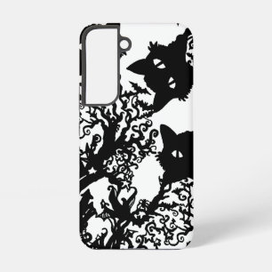 Funda Para Samsung Galaxy S22 Diorama de gato de Halloween con árbol de estrella