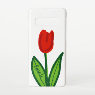 Funda Para Samsung Galaxy S10 Diseño artístico moderno de tuliptos rojos Zazzle