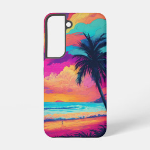 Funda Para Samsung Galaxy S22 Diseño artístico Neon Sunset Paradise