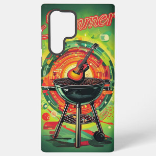 Funda Para Samsung Galaxy S22 Ultra Diseño artístico retro de guitarra parrilla de ver
