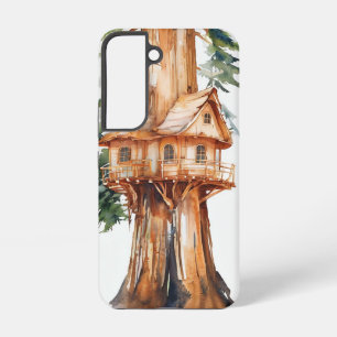 Funda Para Samsung Galaxy S22 Diseño de arte acuarela de casa en el árbol capric