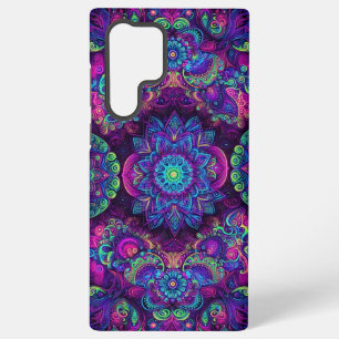Funda Para Samsung Galaxy S22 Ultra Diseño de caleidoscopio con luz negra vibrante