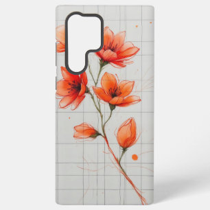 Funda Para Samsung Galaxy S22 Ultra Diseño de flores Elegante Naranja Flor