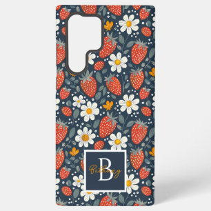 Funda Para Samsung Galaxy S22 Ultra Diseño de Fresa Adorable con Nombre Personalizado