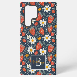 Funda Para Samsung Galaxy S22 Ultra Diseño de Fresa Adorable con Nombre Personalizado