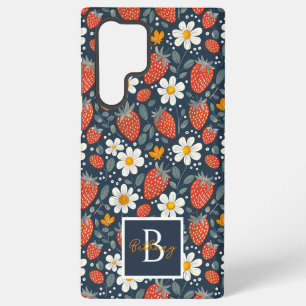 Funda Para Samsung Galaxy S22 Ultra Diseño de fresa de corte con nombre personalizado