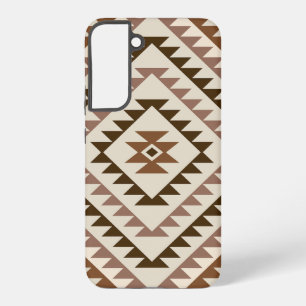 Funda Para Samsung Galaxy S22+ Diseño de Motivo de Diamante Azteca Marrones+Crema