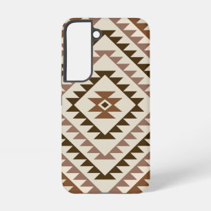 Funda Para Samsung Galaxy S22 Diseño de Motivo de Diamante Azteca Marrones+Crema