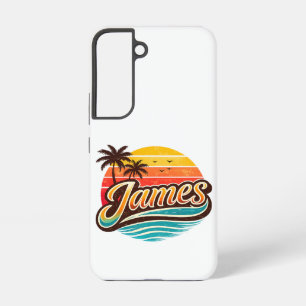 Funda Para Samsung Galaxy S22 Diseño de nombre tropical puesta de sol retro de J