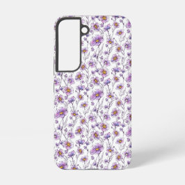 Funda Para Samsung Galaxy S22 Diseño de patrón botánico de flor silvestre púrpur