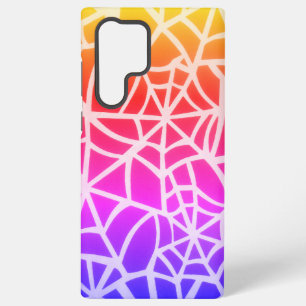 Funda Para Samsung Galaxy S22 Ultra Diseño de tela de araña negra y blanca Gothic Web 