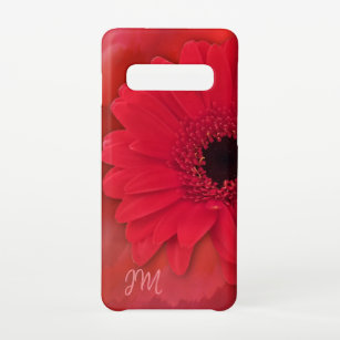 Funda Para Samsung Galaxy S10 Diseño floral muy rojo y nombre personalizado