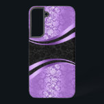 Funda Para Samsung Galaxy S22  Diseño geométrico dinámico en morado y negro<br><div class="desc">Elegante diseño vintage con un toque moderno. Diseño geométrico de damascos florales morados y negros. Puede solicitar este diseño en cualquier color y en cualquier producto.</div>