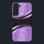 Funda Para Samsung Galaxy S22  Diseño geométrico dinámico en morado y negro<br><div class="desc">Elegante diseño vintage con un toque moderno. Diseño geométrico de damascos florales morados y negros. Puede solicitar este diseño en cualquier color y en cualquier producto.</div>