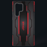 Funda Para Samsung Galaxy S22 Ultra Diseño geométrico metálico negro y rojo<br><div class="desc">Imagen de un diseño geométrico metálico negro y rojo. Diseño masculino moderno.</div>