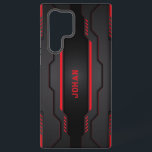 Funda Para Samsung Galaxy S22 Ultra Diseño geométrico metálico negro y rojo<br><div class="desc">Imagen de un diseño geométrico metálico negro y rojo. Diseño masculino moderno.</div>
