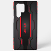 Diseño geométrico metálico negro y rojo